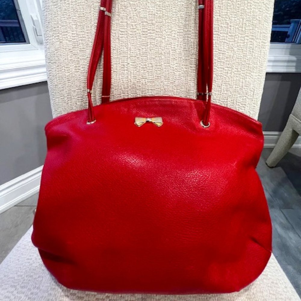 Vintage Nina Ricci- Red grain leather shoulder bag